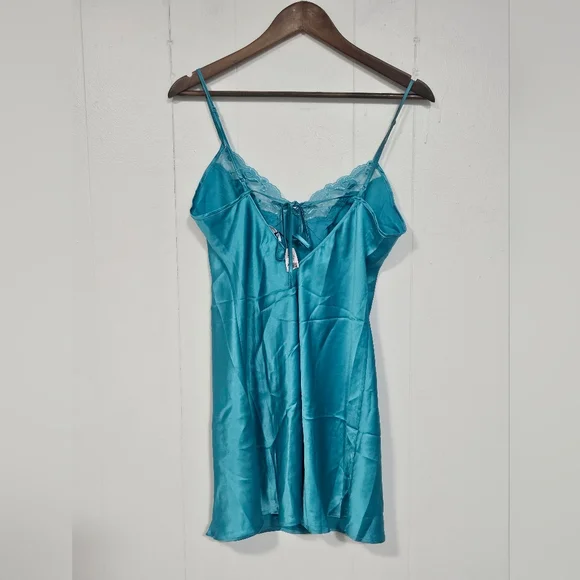 Nwt Victoria's Secret Teal Satin Chemise - Picture 4 of 5
